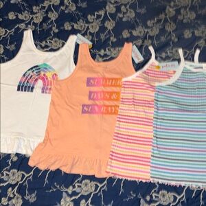 NWT Set of 4 Cat & Jack Kids' White and Peach Tank Tops